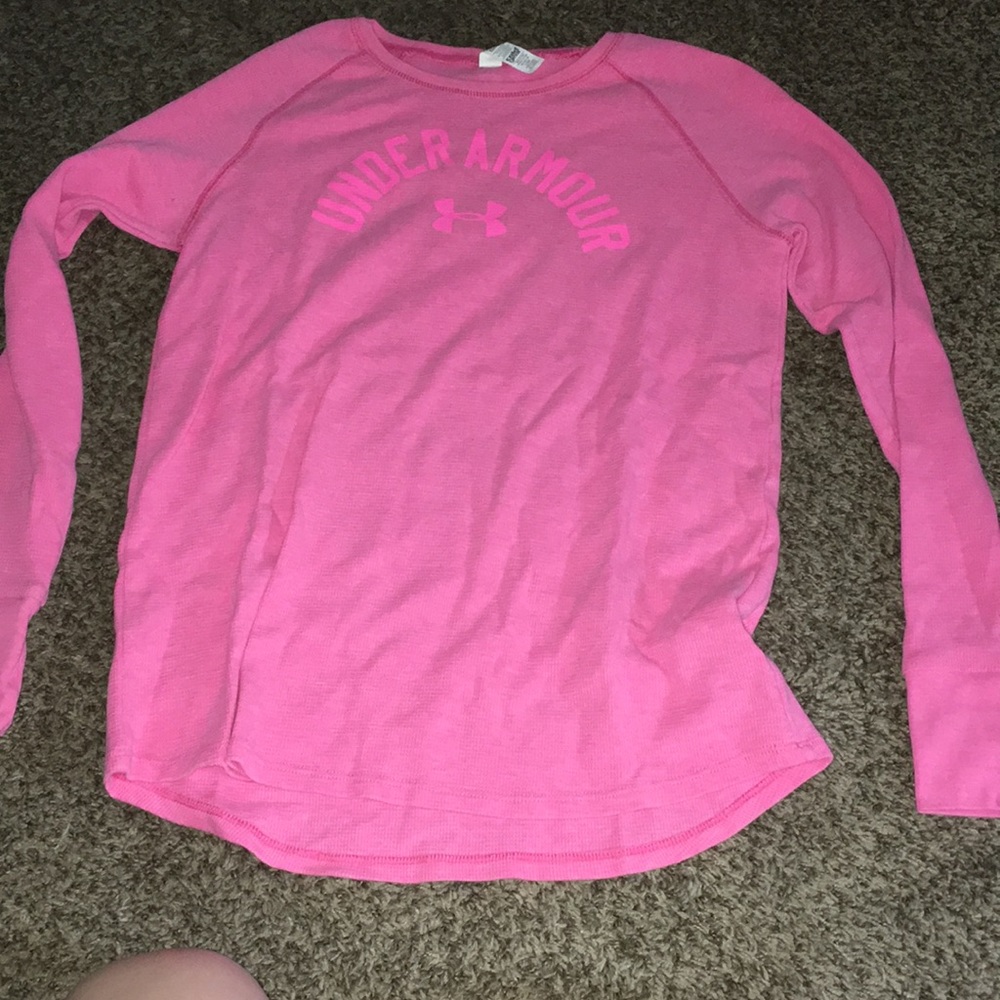 Pink under armor long sleeve shirt size small